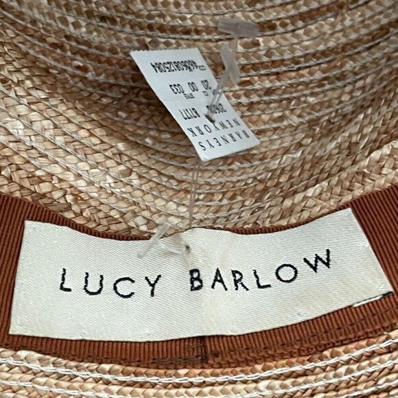 NWT Lucy Barlow Natural Stitch Straw Braid Fiber Wide Brim Hat One Size Barneys main image 6